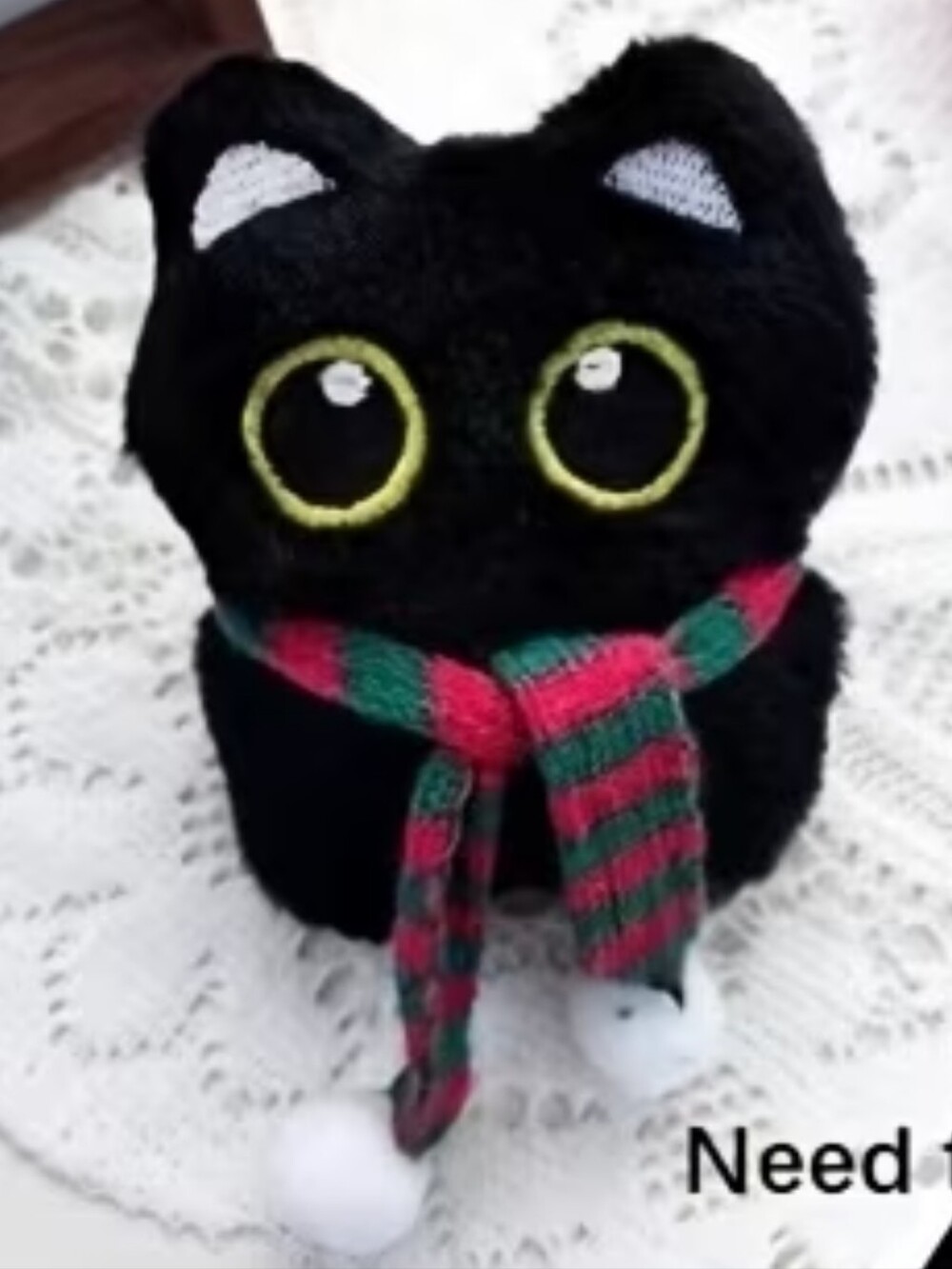 5/10๐ Black Cat W Red/Green Scarf Mini Stuffie